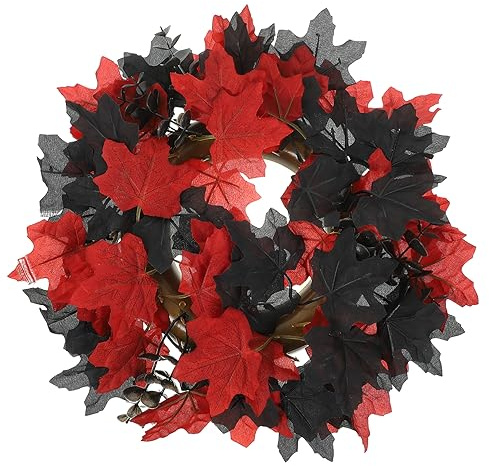 JECOMPRIS Halloween Dekoration Künstlicher Ahornblatt Kranz Für Tür Fenster Mit Realistischem Design Für Unvergessliche Halloween-Partys
