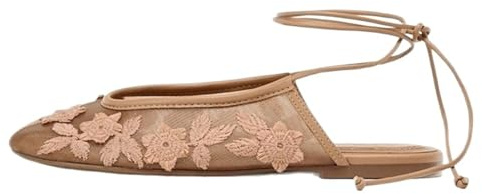PBHGMGEBLV Sandalias Planas Bordadas a Mano for Mujer, Bailarinas de Malla Transpirables, Sexis, con Tiras en el Tobillo, Elegantes y Ligeras, Mary Jane(37EU)
