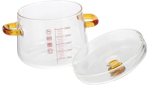 UTHCLO Vidrio Borosilicato Olla con Tapa y Asas Dobles Resistente al Calor para Cocinar al Baño María Utensilio de Cocina Doméstico para Guisos y Huevos Transparente