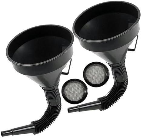 Lot de 2 entonnoirs avec tuyau, entonnoir de remplissage, entonnoirs à avec amovibles, entonnoir à huile large pour moto, eau, huile agricole, automobile, filtration rapide