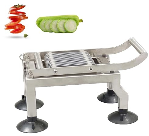 Tritatutto professionale per frutta e verdura, taglierina manuale in acciaio inox con 4 ventose, spessore 5/10/15 mm, affettatrice manuale multiuso, per pomodori, cetrioli(10mm)