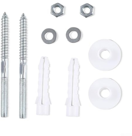 Jonikuper Set di viti di fissaggio per lavabo a parete, M10 x 130 mm e M140 mm, ferramenta in ferro per accessori per lavabo, finitura argento+bianca, compatibile con bagno (M10 x 130 mm)