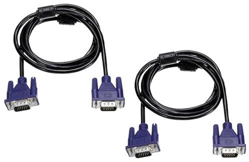 sourcing map 2 cavi VGA (1,5 m, 5 pin), cavo adattatore video maschio a maschio, per TV, PC, computer, laptop, monitor, proiettore, schermo e proiettore, blu