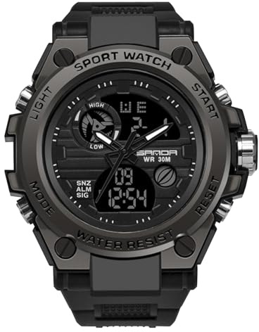 VIHBRAI Armbanduhr Herren Sportuhr Analog Digital Uhr Dual Display 30M Wasserdicht LED Leuchtzeiger Stoppuhr Alarm Silikonarmband Unisex