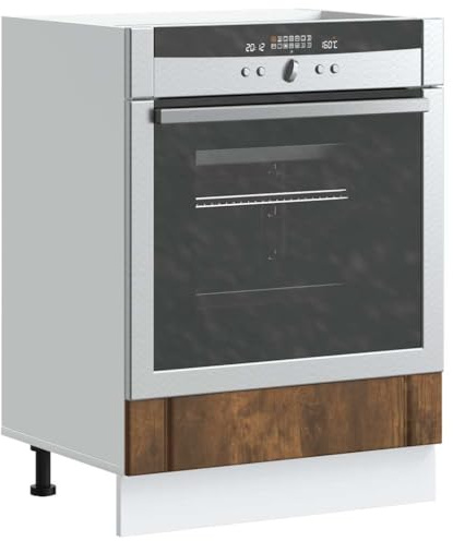 Runheo Herdumbauschrank Lucca Räuchereiche Holzwerkstoff mit verstellbaren Füßen 60x46x81,5 cm Stauraum für Backofen und Mikrowelle Küchenschrank mit Schublade und Einlegeboden platzsparend