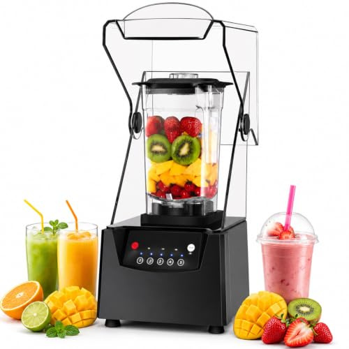 lilishangmao Tritaghiaccio Elettrico e Frullatore per Smoothie 2200 W, Frullatore Professionale Silenzioso con Contenitore da 1,8 L, 5 Impostazioni e Lame in Acciaio Inox per Chioschi, Caffetterie