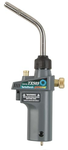 TURBOTORCH 0386-1297 TX503 Self-Lighting Hand Torch for Brazing, Heating, Soldering, Air/Propane/MAP-Pro, Extreme Swirl Technology, Quick Disconnect, Brazes 1/16 to 1/2, Solders 1/8 to 1-3/4