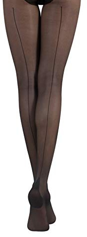 CALZITALY COLLANT TRANSPARENT AVEC COUTURE ARRIÈRE | COLLANT VOILE EFFET RÉTRO | NOIR | 20 DEN | S M L XL | FABRIQUÉ EN ITALIE | (L, NOIR)