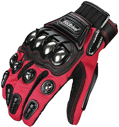 ILM Alloy Steel Touchscreen Bicycle Motorcycle Motorbike Powersports Racing Gloves (L, RED) Model 10C