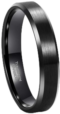 Frank S.Burton 4mm Black Tungsten Ring for Men Women Thin Brushed Wedding Band Size 7.5