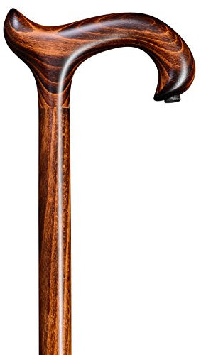 Gehstock Derby PATENT, schlanker Stock aus Buchenholz, Patengummi am Griff, eleganter Gummipuffer