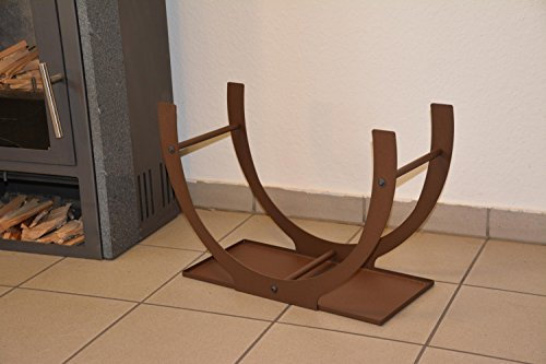 Metalltechnik Dermbach GmbH Kaminholzregal Innen Bogen STEIL mit Auffangschale - Corten Effect