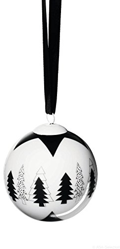 ASA - Xmas Weihnachtskugel M - Tannenbäume - weiß/schwarz - Porzellan - Ø 6,3 cm
