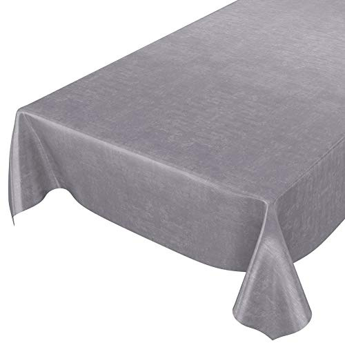 ANRO Tischdecke Wachstuchtischdecke Wachstuch Wachstischdecke Tischdecke Beton Grau Uni Urban abwaschbar wasserabweisend Gartentischdecke Meterware pflegeleicht Lotuseffekt 180x140cm