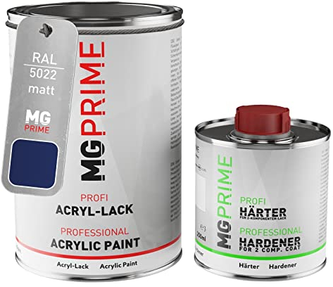 MG PRIME RAL 5022 Nachtblau/Night blue matt Acryl-Lack 1,5 Liter / 1500 ml Dose inkl. Härter