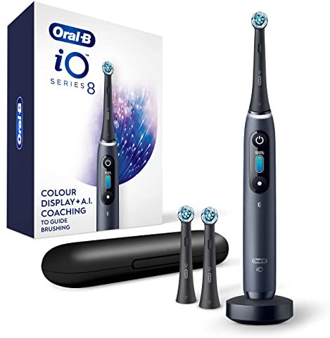 Oral-B iO Series 8 Electric Toothbrush With 3 Brush Heads, Black Onyx