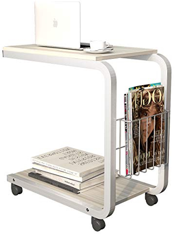 sogesfurniture Kleiner Beistelltisch Sofatisch Nachttisch Kaffeetisch, mobiler Laptoptisch Notebooktisch mit Rollen, für Schlafzimmer, Wohnzimmer, Ahorn BHEU-KH02-MP
