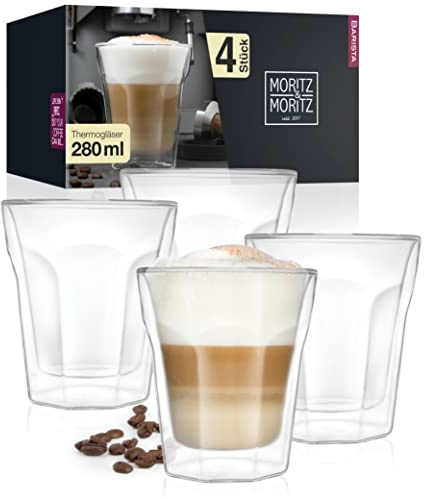 Moritz & Moritz Kaffeegläser doppelwandig 4x 280 ml Borosilikatglas
