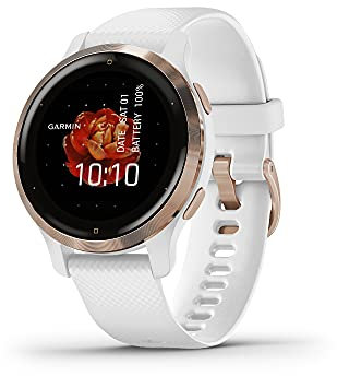 Garmin Venu 2S, Smaller-Sized GPS Smartwatch with Advanced Health Monitoring and Fitness Features, Rose Gold Bezel with White Case and Silicone Band, (010-02429-03)