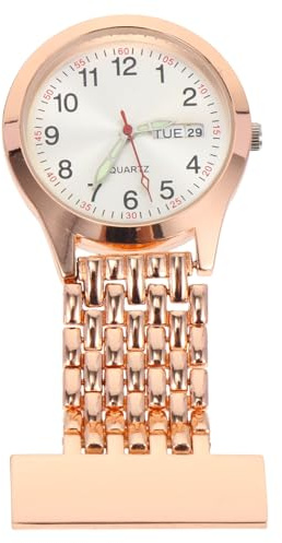 Hemobllo Nurse Fob Watch - Lapel Pin Quartz Watch With Calendar, Luminous Hands, Pocket Watch for Nurses and Doctors