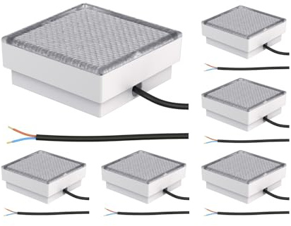ledscom.de 6x LED Pflasterstein Bodeneinbauleuchte CUS für außen, IP67, eckig, 15 x 15cm, warmweiß