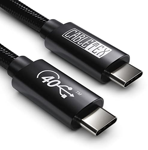 CABLETEX 50cm USB 4 Gen3x2 Monitorkabel für Thunderbolt 3, USB C | 40GBit/s | 8K Video | 100W | 5A | 20V | Für MacBook Pro M1 & M2, USB-C Bildschirm, Docking Stations, SSD, eGPU