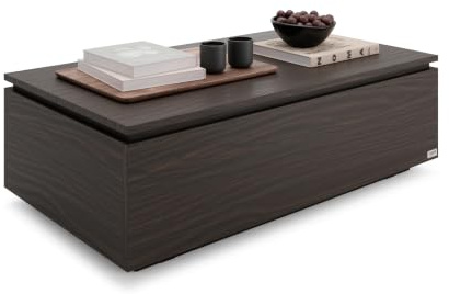 MOBILI FIVER, Mesa de Centro elevable, X, Nogal Americano, mesita salón, mesita Auxiliar Baja, Made In Italy