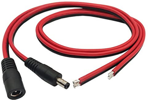 Halokny DC Power Pigtails Cable, 1 Pairs 14AWG DC5.5x2.1mm 12V 5A Male & Female Connectors Power Single Ended Extension Cable for CCTV Security Camera and Lighting Power Adapter 60cm/2Ft