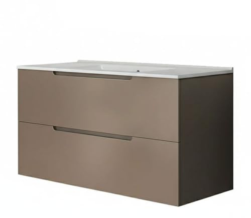 Kibath Mueble de baño con Lavabo Victoria 100x45 cm Acabado Moka Mate 2 cajones suspendido