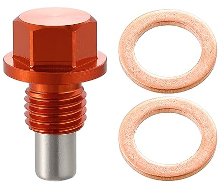 X AUTOHAUX Magnetische Ölablassschraube Für BMW E90 1 Stück | Aluminiumlegierung, Orange, M12x1,5, Größe 31,5x15,6mm, Für E92 E93 E46 E39, Für MINI F562.0T, Mit 2 Dichtungen