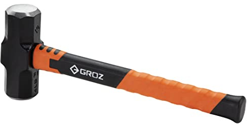 Groz Engineer's Hammer with Fibreglass Handle, 2.5 lb / 1.14 kg Head, 14 in Overall Length, Induction-Hardened 50-58 HRC, Overstrike Protection, BS 876 & ASME B107.400-2018 Certified (36564)