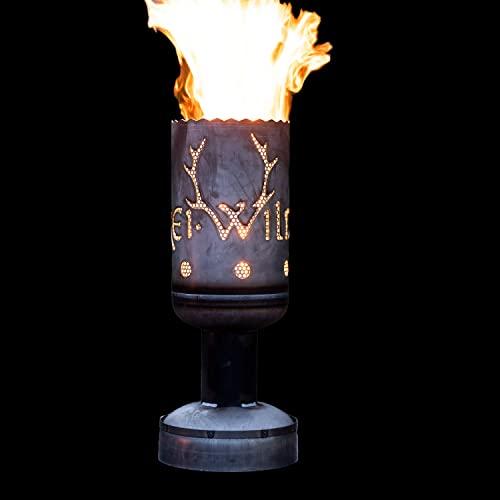 Mandelu Feuerkorb - Schwarz, Rund, Stahl, Holz, Klassisch, Unvollendet, 22 kg