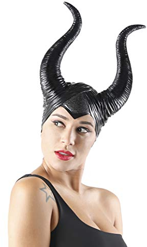 Fairycos Hörner Teufelshörner Halloween Kostüm Damen Haarreif Kopfbedeckung Schwarz 53-56