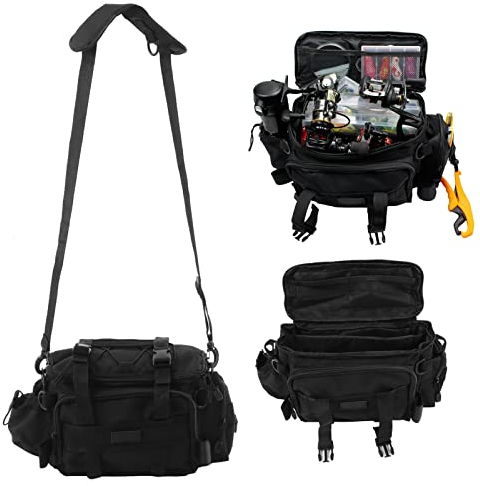 TOTITOM Angeltasche, doppellagig, wasserdicht, Segeltuch, Multifunktions-Angeltasche, Angeltasche, Rucksack für das Angeln im Freien, Angeltasche, groß, Angeltasche, mittelgroß