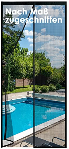 Insektenschutz-Vorhang 75x225cm- Robustes Fiberglas & Stärkere Magneten, Fliegengitter Tür Ohne BohrenEinfach Zu Installieren, Fliegenschutz Balkontür Schwarz für Kellertür und Terrassentür