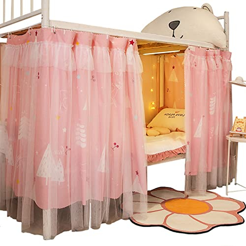 Teanea Niedliche Etagenbett-Vorhänge, Sichtschutz, Stoff, Unterbettvorhänge für Mädchen, 2 Paneele, rosa Baum