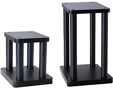 Supports de Haut-parleurs,Compatibilité Universelle Palette en Bois + Colonne en Métal, pour Son Surround Et Enceintes De Bibliothèque, Un Ensemble De 2