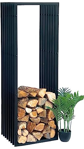 DanDiBo Kaminholzregal Innen Metall Schwarz Kaminholzständer 96430 150 cm Holzkorb Kaminholzhalter Holzregal