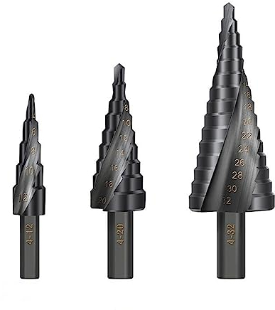 Stufenbohrer, Metallbohrer, 4–12/20/32 mm, 6–30 mm, Kobalt-Stufenkegelbohrer, Holz/Metall-Lochbohrwerkzeug, 3-teiliges Set ohne Tasche