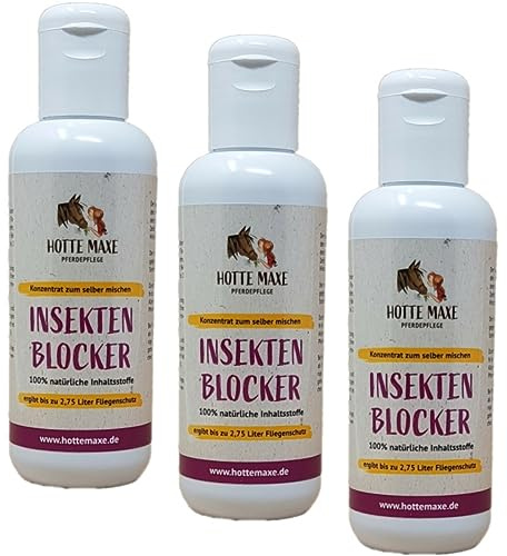 RL24 Hotte Maxe - Insekten-Blocker Konzentrat – 3 x 250 ml (3er Set) | Flasche – Hautöl, Insektenschutz & Mähnenspray in einem – für seidigen Glanz – bei Sommerekzem & gegen Ungeziefer