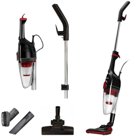 MPM Stielstaubsauger mit Kabel 2-in-1, 600 W, 1,8 kg, MOD-39 | Handstaubsauger, Staubsauger beutellos, 0,6 l Behälter, HEPA-Filter, 6,5 m Radius, für Hartböden, Teppiche und Auto