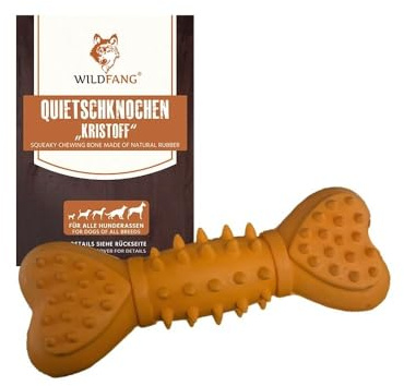 Wildfang® Juguete para Perros con Sonido para Mordedores Fuertes, Kristoff – Hueso de Goma Natural, Cuidado Dental, Indestructible