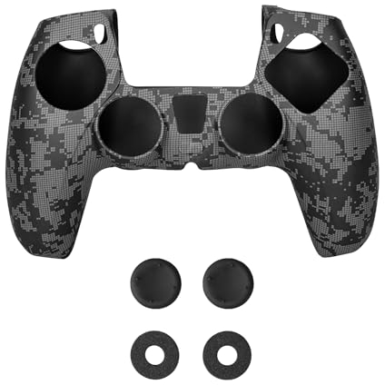 NiTHO Gaming Kit für PS5 Controller, Anti-Schwitz Silikon Schutzhülle Skin Case, 2 Joystick-Kappen und 2 Präzisionsringe, Zubehör für PS5 Controller - Camo
