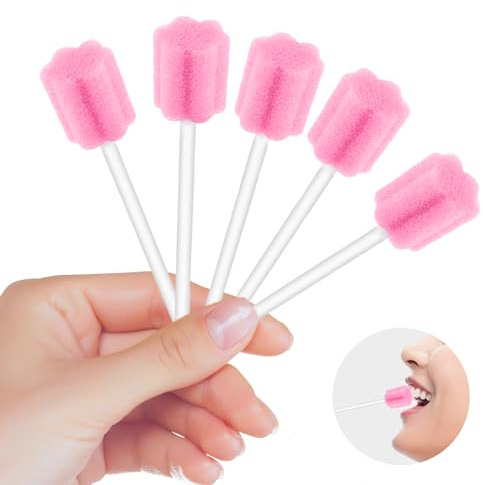TESSTSY 80 Piezas Esponja de Higiene Bucal, Desechable Oral Cuidado Rosa
