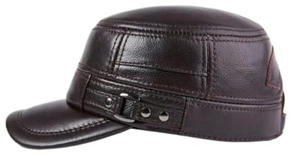 MQMYJSP Lederkappe Herren Flache Kappen Eleganter Mann Baseballmütze Britische Vintage Lederhüte Sauce red 59-60CM L