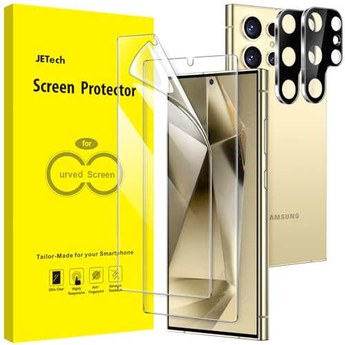 JETech Schutzfolie für Samsung Galaxy S24 Ultra 5G 6,8 Zoll mit Kameraschutz, Flexible TPU Displayschutz, Fingerabdruck ID Kompatibel, Einfache Installation, HD Klar, 2 Stück Jeweils