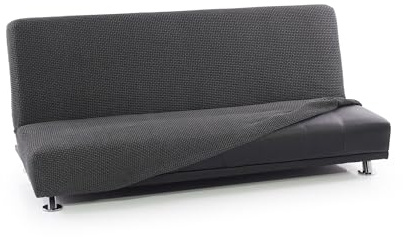 FAVERTI® Sofabezug Click Clack 3-Sitzer von 160 bis 200 cm | Modell Novelle | Dunkelgrau | Super elastischer Bezug ideal für jedes Sofa Bett | Qualitätsschutz Jacquard Touch Baumwolle