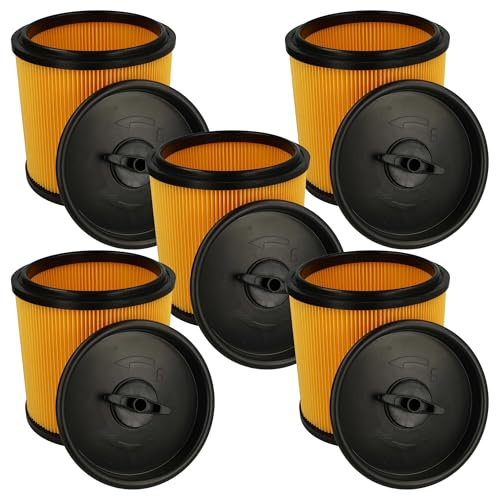 vhbw 5x Filtro plisado compatible con Dexter VOD 1530 SWC 30L, VQ 1420 SFD 20L aspiradora - amarillo negro