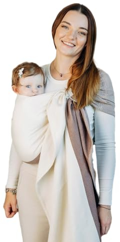 LENNYLAMB Mein erstes Babytragetaile, Fischgrätengeflecht gewebt, 100% Baumwolle, Schulter ohne Falten - KLEINE BABY CAFFE CUPCAKE - Standard 1.8m