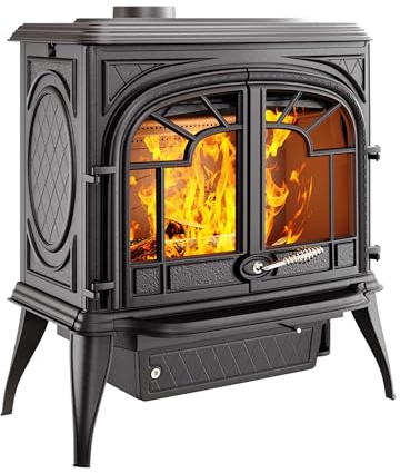 ZEUS S9 - Estufa de leña de hierro fundido negro